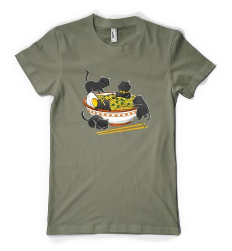 Kitty Cat Kitten Japanese Ramen Noodles Anime Personalised Adult Unisex T Shirt - Picture 8 of 20
