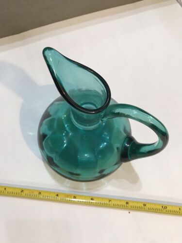 vintage Rainbow glass pitcher Sea Green - Picture 2 of 4