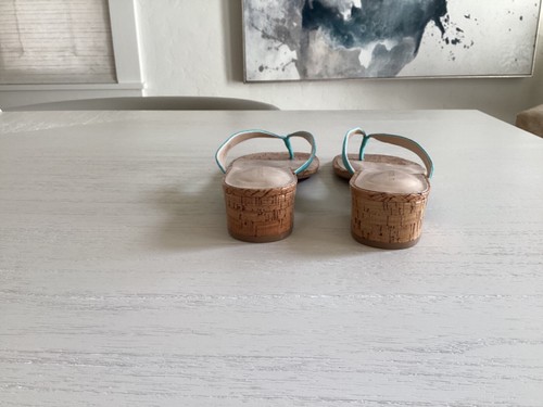 Bandolino Women Shoes Sandals Blue Green Flip Flops Block Cork Heel Sz 8.5 - Picture 3 of 5