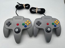 2 pcs N64, NINTENDO 64 gray controller original, oem, official tight joystick