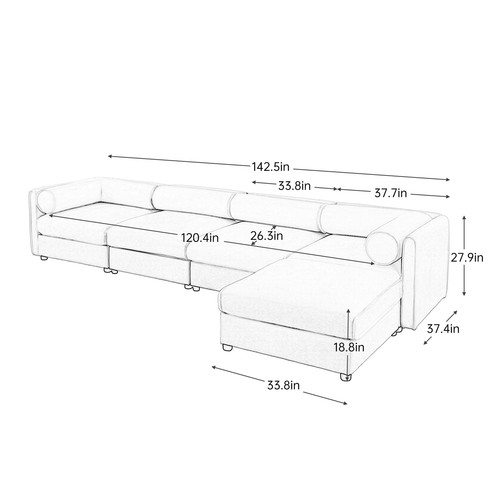 Modular Sectional Sofa Chenille Couch with Storage w/O Ottoman for Living Room - Picture 58 of 251