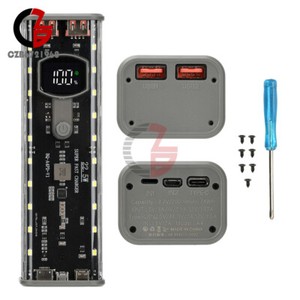 22.5W Cas de banque d'alimentation mobile transparente 4*21700 Boîte à batterie PD Chargement rapide