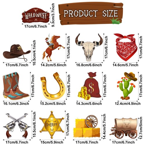 55 Pcs West Cowboy Themed Party Decoration Wild Western Theme Party Hanging S... - Picture 2 of 7