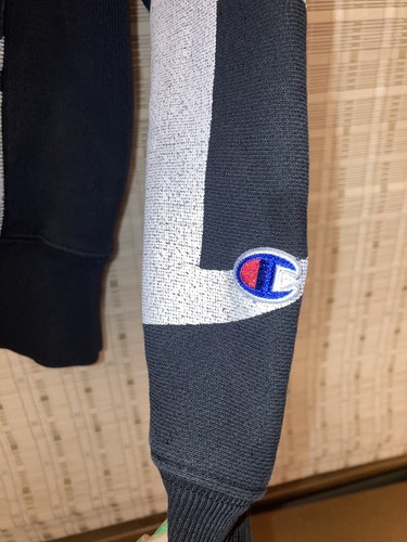 Vintage Champion Reverse Weave All Over Logo Hoodie Men’s XL Black & White Clean - Picture 2 of 11