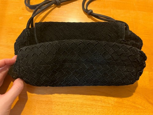 BOTTEGA VENETA Black Intrecciato Suede Crossbody Bag - Picture 4 of 12