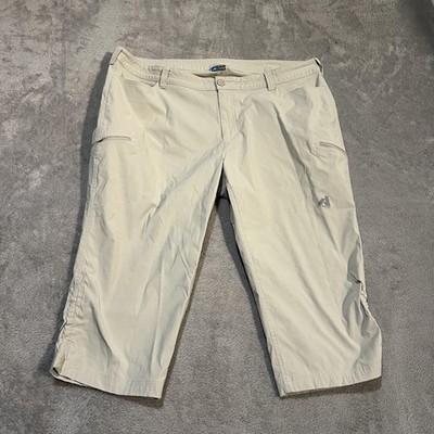 Eddie Bauer First Ascent Capri Pants Womens 22W Beige Stretch Hiking Travel