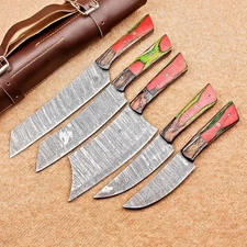 Damascus Chef Knife Set | Handmade | Hand Forged Blade | Kitchen Knife set  295