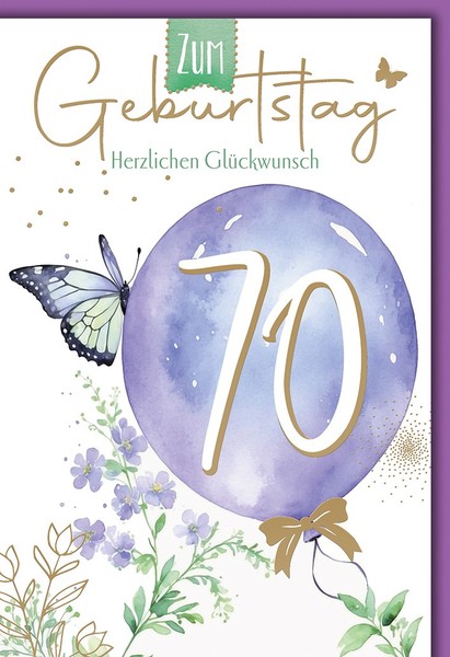 70. Geburtstag Luftballon Herzlichen GlüCkwunsch GlüCkwunschkarte Mit Umschlag-image