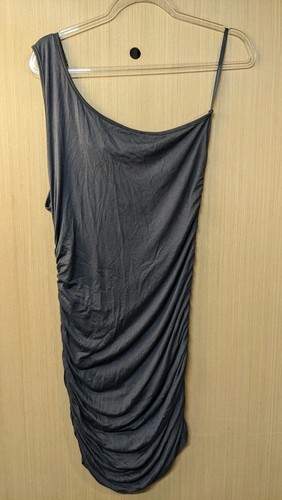 Wet Seal Y2K Women's One Shoulder Beaded Runched Dress Size XL Gray Stretch - Picture 9 of 11