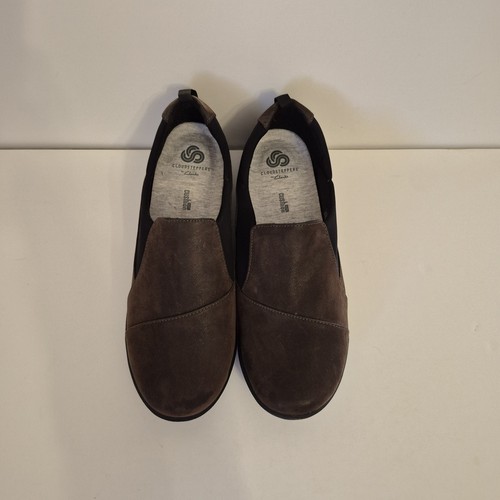 CLARKS Cloudsteppers Marrone Nubuck Donna 9M Tessuto Tomaia Morbida Casual Comfort - Foto 3 di 9