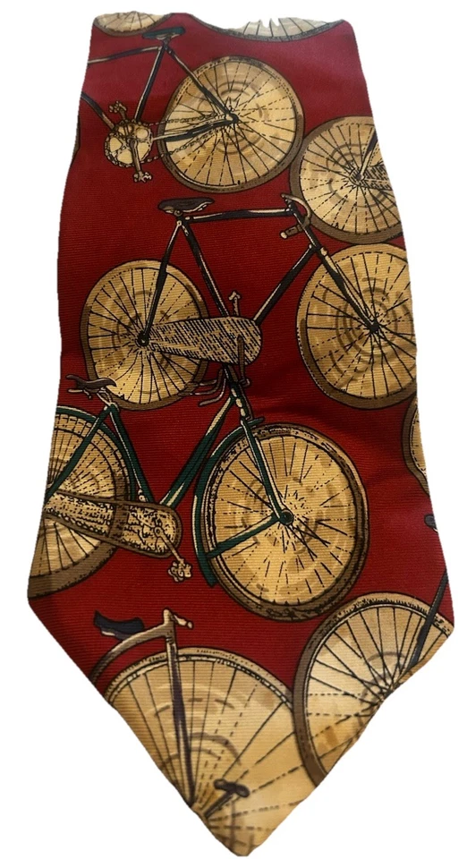 Andre Gianni Мужской Красный Шелковый Галстук Велосипед Schwinn Велосипеды Печать 3,75" Сделано в США - Изображение 2 из 4
