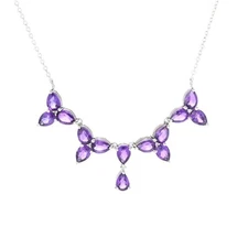 Claire Vessot Designs 9.69ctw African Amethyst Trillium Flower Necklace