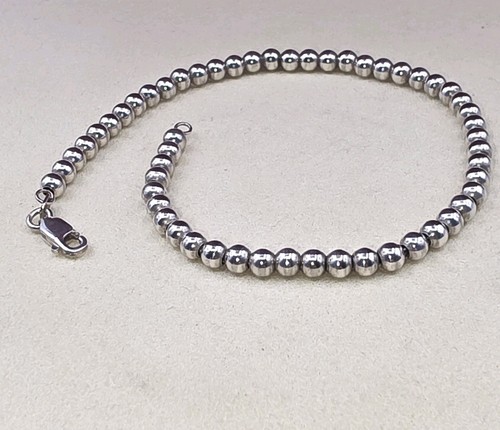925 Italy Sterling Silver Bead Ball Bracelet 8" Unisex Lobster Clasp Minimalist
