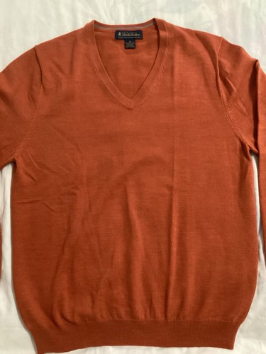 Brooks Brothers Sweater Medium VNeck Wool Long Sleeve Knit Pullover Rust Copper - Picture 2 of 10