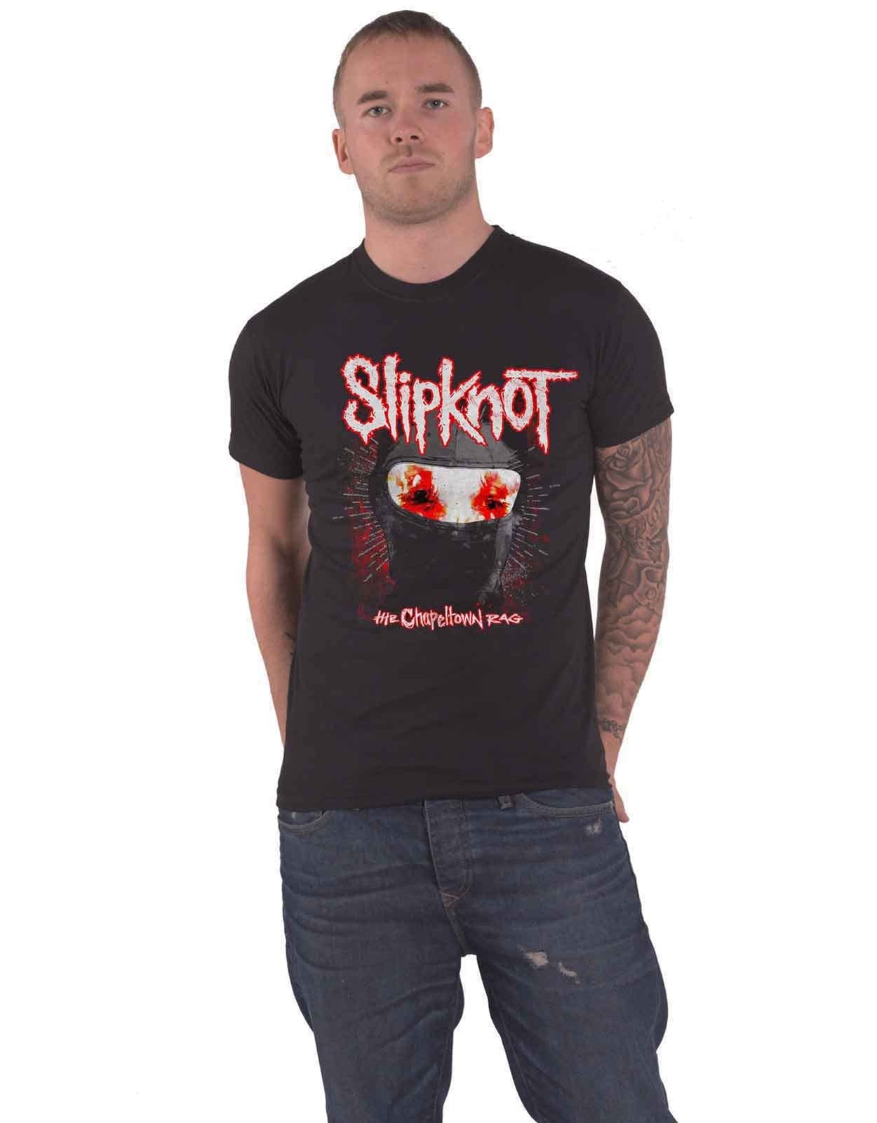 Slipknot T Shirt Chapeltown Rag Mask Band Logo Official Mens Black M Black