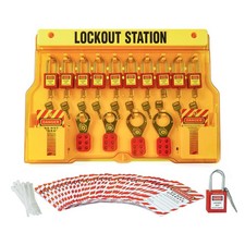 Lockout Tagout Station with 11 Safety Padlocks, Hasps & Tags 96