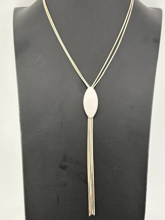 925 Sterling Silver Mock Bolo Tie Lariat Necklace 16