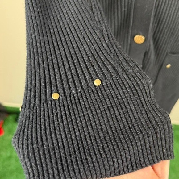 Cachè Black Ribbed Button Front Cardigan - image 4