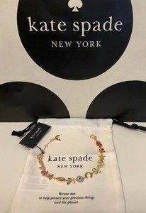 Authentic Kate Spade York Rainbow Joy 12-K Gold Plated CZ Crystals Charm Bracelet