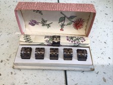 Vintage Set Of Metal Napkin Rings In Original Box