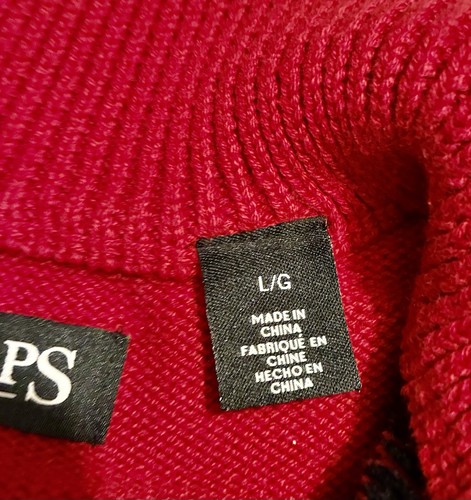 CHAPS Pullover Reißverschluss Mock Neck Weihnachten Urlaub Rentier Karibu Sweater Gr. Large - Bild 3 von 6