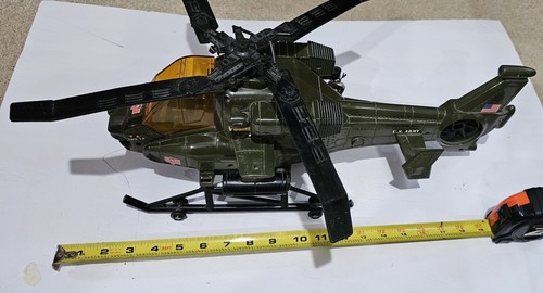 Grande elicottero vintage GI Joe con chiave lame girevoli luci suono testato funziona - Foto 4 di 4