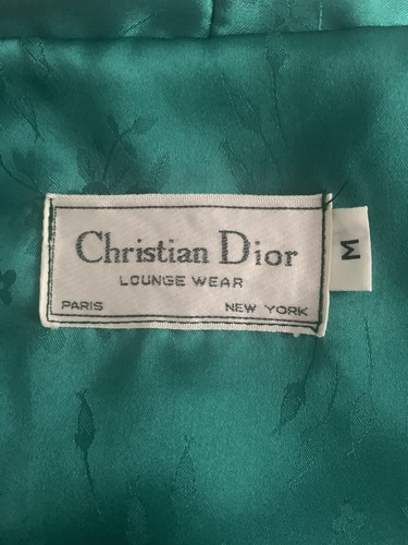 Christian Dior Vintage Floral Long Satin Robe Women Size M Green Feminine 80s - Picture 7 of 8
