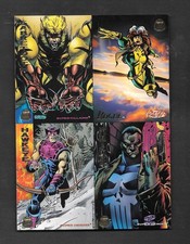 MARVEL UNIVERSE 4 Card Promo Sheet 1994 Rogue Sabertooth Hawkeye Punisher