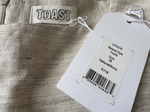Toast Cotton/Linen Artists Top Tunic-2 Front Pockets, White Beige, BNWT,RRP £115 - Picture 12 of 14