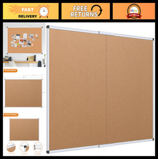 Foldable Cork Bulletin Board 36x24" - Silver Aluminum Frame, Noticeboard for Hom