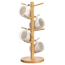 Coffee Mug Tree with 8 Hooks, Mug Tree Stand, Wood Coffee Cup Holder, Counter