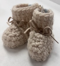 Beba Bean Ivory Sweater Handmade Moccasins, Size 0 to 6 Months. NWT