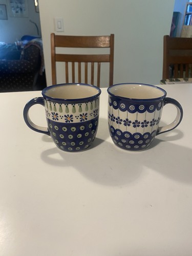 Juego de 2 tazas de pavo real de cerámica polaca Boleslawiec hechas a mano en Polonia gres - Imagen 19 de 19