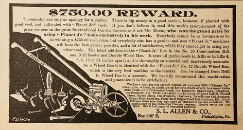 1900 AD.(XH82)~S. L. ALLEN CO. PHIL., PA. “PLANET JR” HARROWS & CULTIVATORS