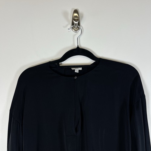 Vince Black 100% Silk Tunic Top Women’s Size 4 Long Sleeve Minimalist Blouse - Bild 2 von 10