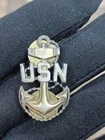 Vintage US Navy Vanguard Sterling USN WWII Hat Badge Pin Military WW2