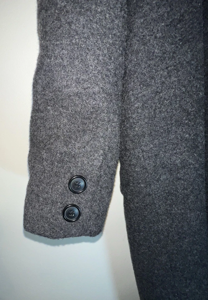 Abrigo clásico de mezcla de lana gris carbón vintage de Roaman para mujer talla grande B0 Foto 4 de 4