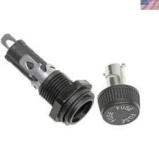 Durable Black Panel Mount Fuse Holder - 5 x 3 x 1 Inches for Easy Install