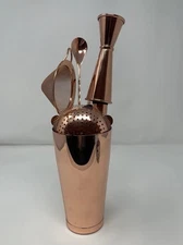 Cocktail Shaker Drink Mixing Set For Home Bar 11 Pieces Copper-Toned