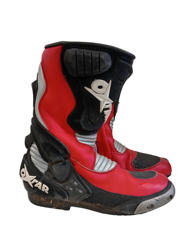 Oxtar TCS Sport Motorcycle Racing Boots Shoes Red Black Size UK 10 EU 44