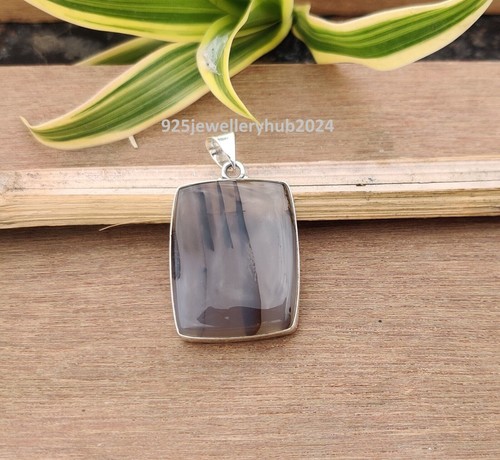 Black Botswana Agate Gemstone 925 Sterling Silver Handmade Gift Pendant PG4267 - Picture 1 of 4