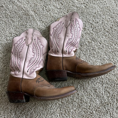 JUSTIN Womens 9 1/2B USA Punchy L2667 Square Toe Western Cowgirl BOOTS Pink $300