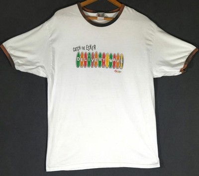 Vtg Hanes Beefy-T Esker Delivery Wave Surf Beach Party Ringer T-Shirt XL