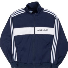 VINTAGE ADIDAS 3 STRIPES BLUE TRACKSUIT JACKET 1970S SIZE XL MADE IN USA