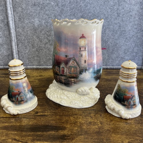 LENOX THOMAS KINKADE BEACON OF HOPE LIGHTHOUSE 2002 SALT & PEPPER SHAKERS Set - Picture 1 of 8