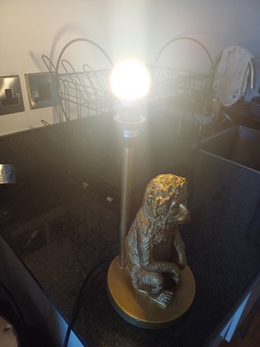 gold Resin Monkey Table Light lamp 15 inch high with bulb novelty funny pop art - Picture 6 of 7