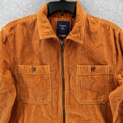 Superdry California Mens Jacket Medium M Orange Corduroy Full Zip Cotton - Picture 5 of 14