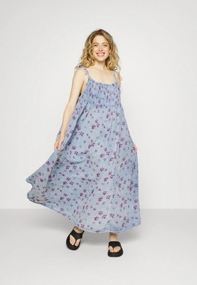 Free People Azure Maxi Dress Floral Printed Sleeveless Smocked Lilac Tie  New M | eBay