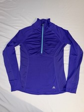 Adidas Climalite Women's Purple Quarter Zip Pullover Running Top Ruched Sz Small