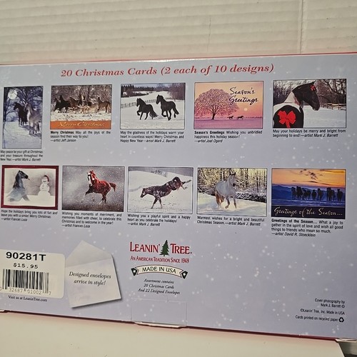 Leanin' Tree Holiday Horses Christmas  Boxes 20 Cards Each NEW - Picture 3 of 7